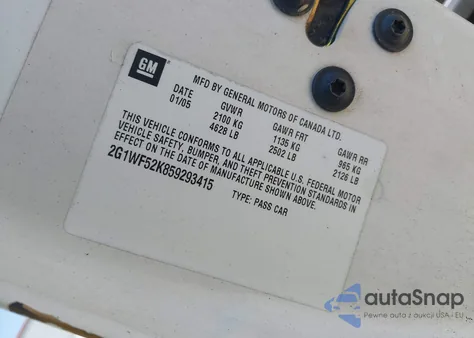 2005 Chevrolet Impala Police из США, поврежденный, VIN 2G1WF52K859293415